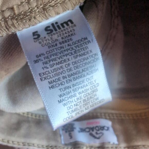 Jordache Girls Size 5 Tan Khaki Skinny Slim Leg Adjustable Waist Uniform Pants - Picture 8 of 8